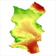 نقشه مدل رقومی ارتفاعی (DEM) شهرستان خرمبید (واقع در استان فارس)