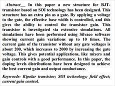 ترجمه مقاله IEEE در مورد یک ترانزیستور جدید با قابلیت کنترل بهره جریان